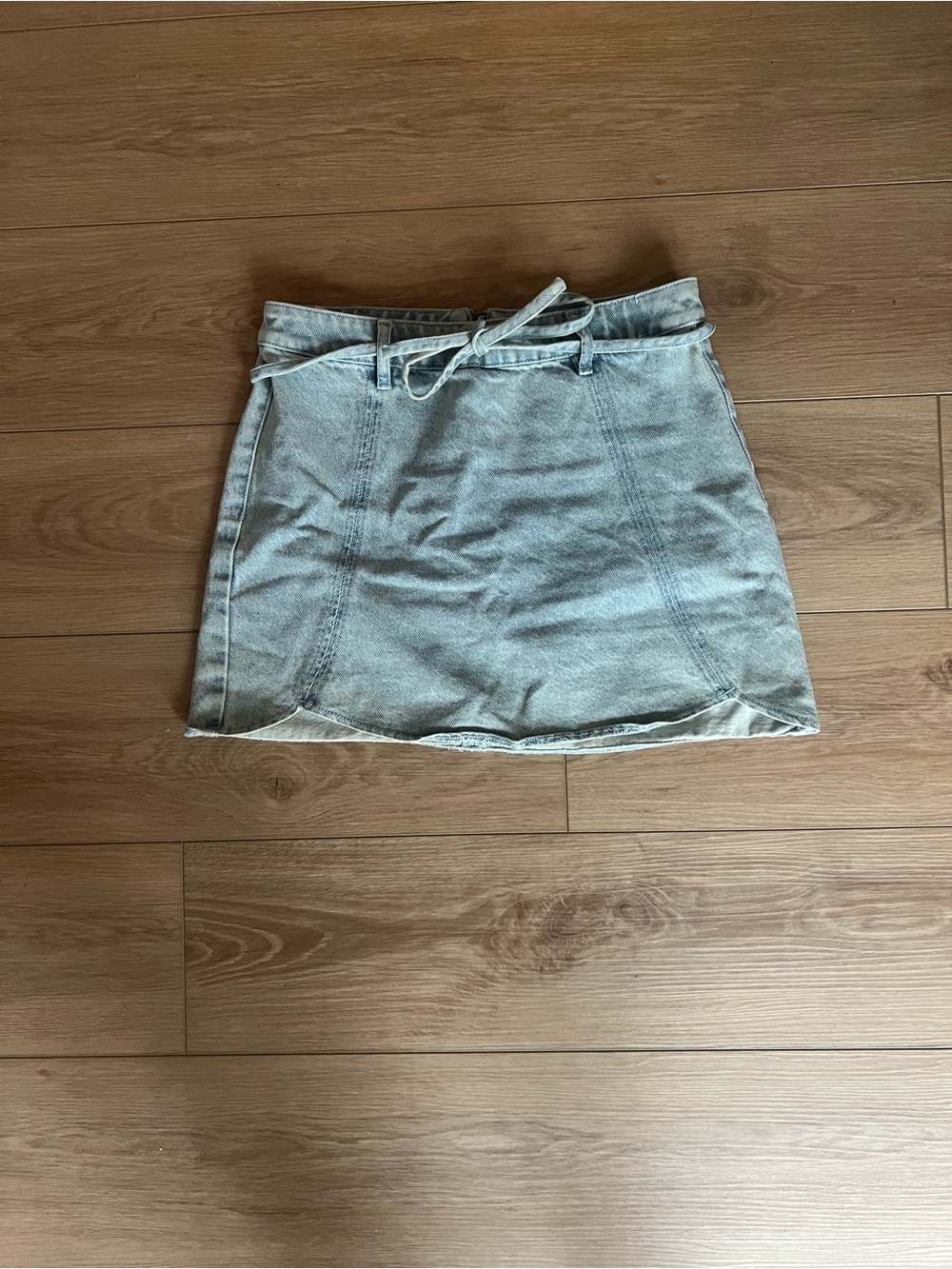 PacSun Light Blue Denim Mini Skirt with Tie Waist